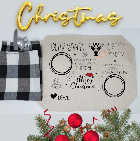 Christmas Eve Placemat, Santa Placemat, Christmas Eve Gift, Personalized Gift, Child Gift