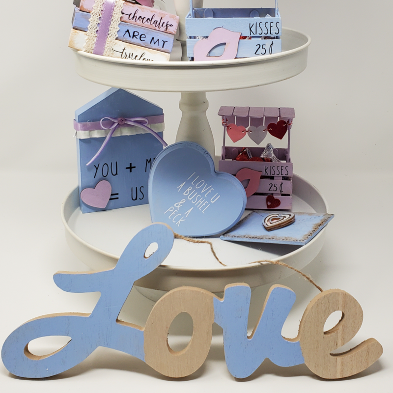 Periwinkle Cursive Love Shelf Sitters