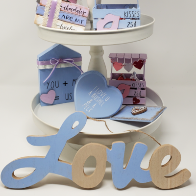 Periwinkle Cursive Love Shelf Sitters
