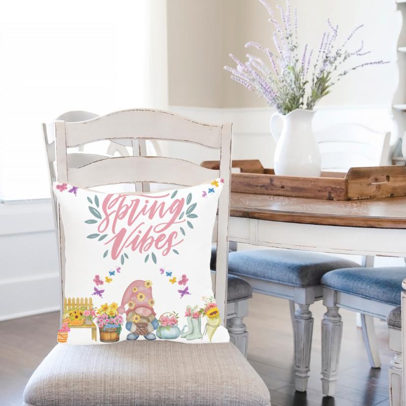 Spring Vibes Gnome Pillow Cover Spring Vibes Gnome Pillow Cover