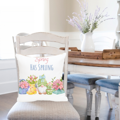 Gnome and Floral Pillow Cover