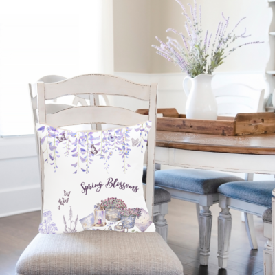 Spring Throw Pillow Cover with Wisteria And Butterflies