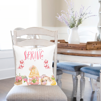 Pink Spring Gnome Pillow Cover