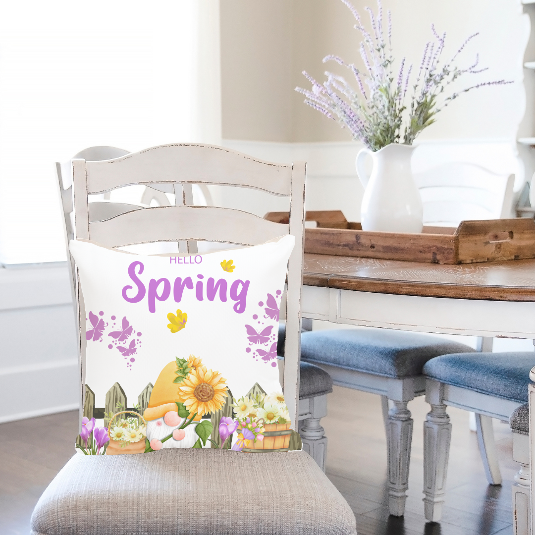 Hello Spring Sunflower Gnome Pillow Covers