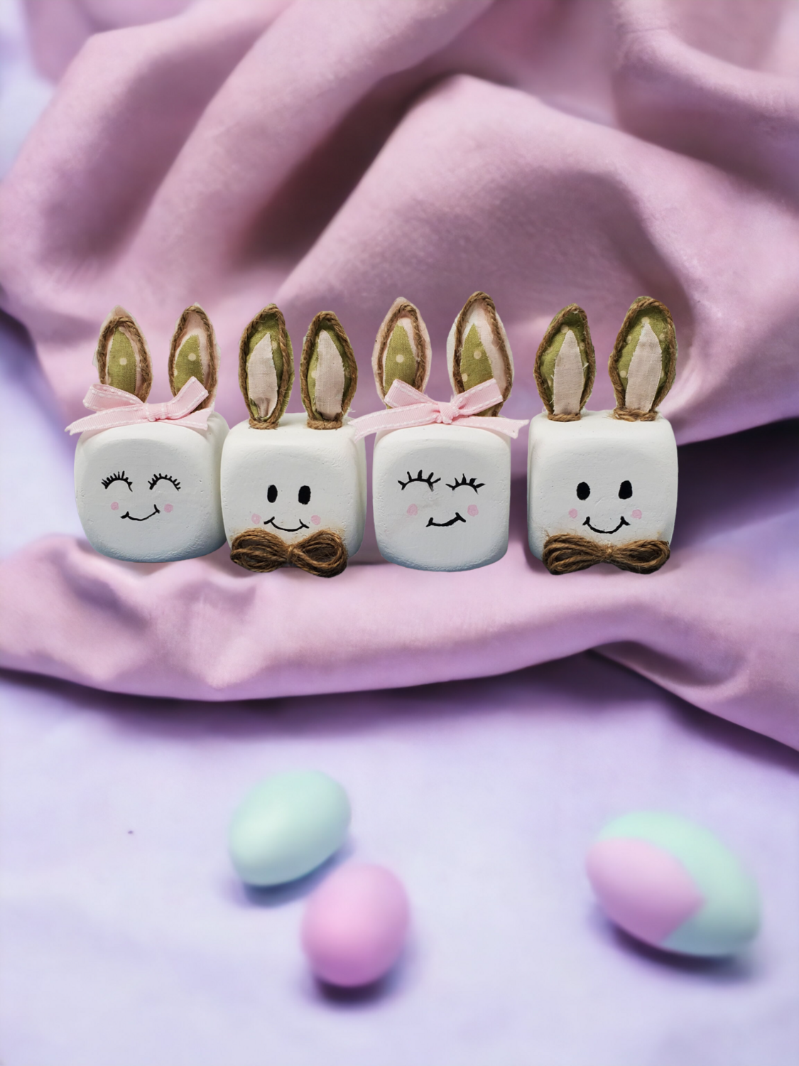 Marshmallow Bunny Tiered Tray Décor
