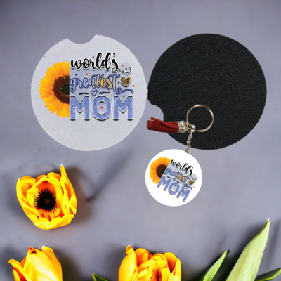 Key Chain and Car Coaster, World&#39;s Greatest Mom