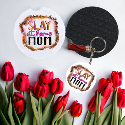 Key Chain and Car Coaster, Slay at Home Mom