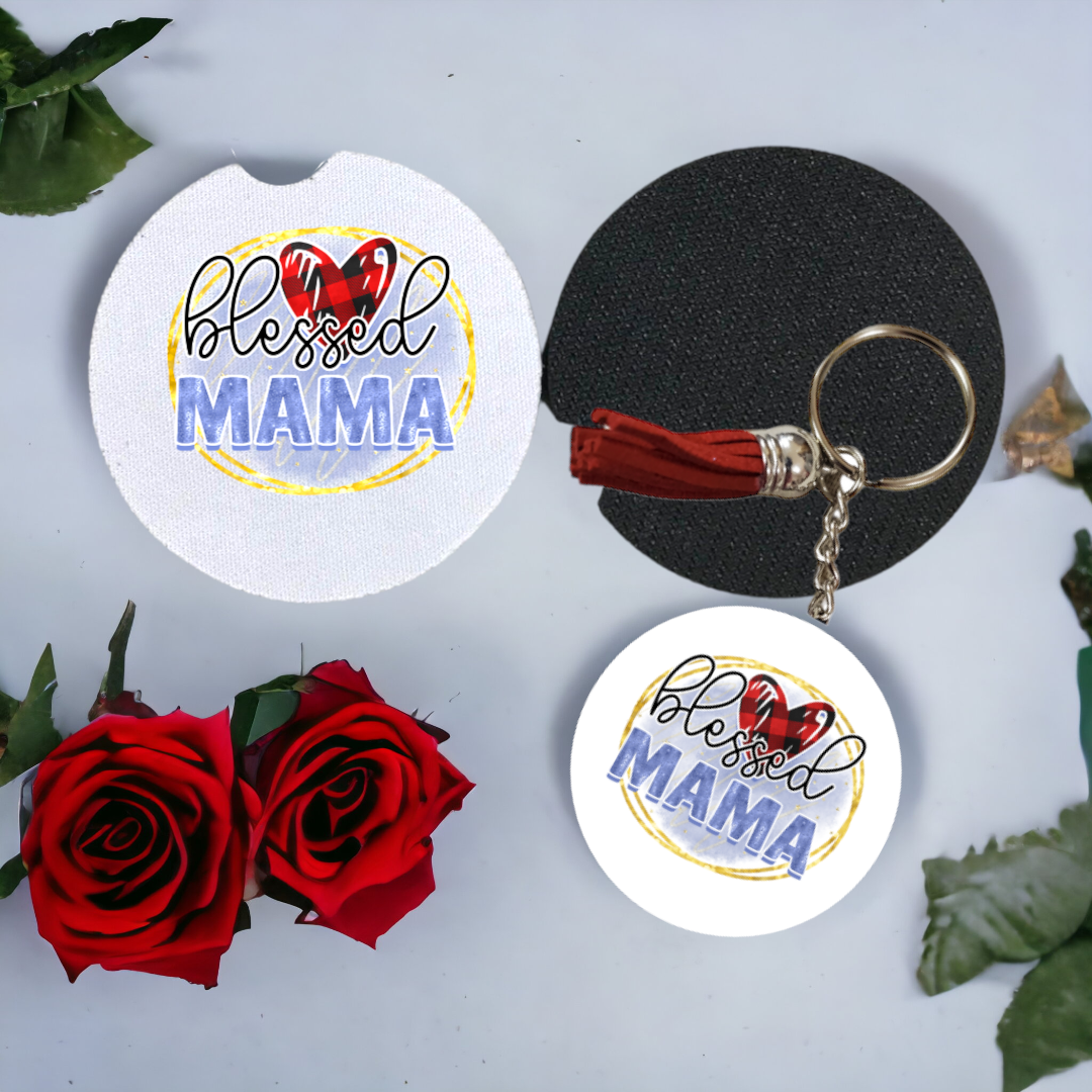 Key Chain and Car Coaster, Blessed Mama