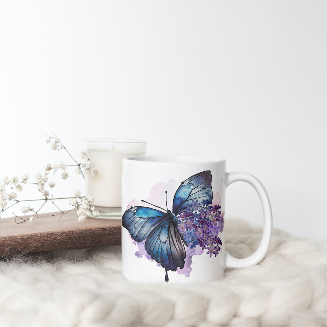 Butterfly and Lilac Mug