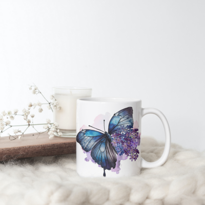 Butterfly and Lilac Mug