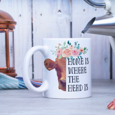 Home Is Where The Herd Is Cow Mug