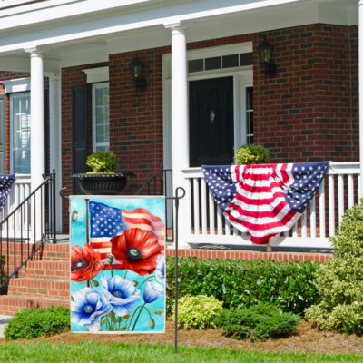 Patriotic Garden Flag, American Flag And Flowers