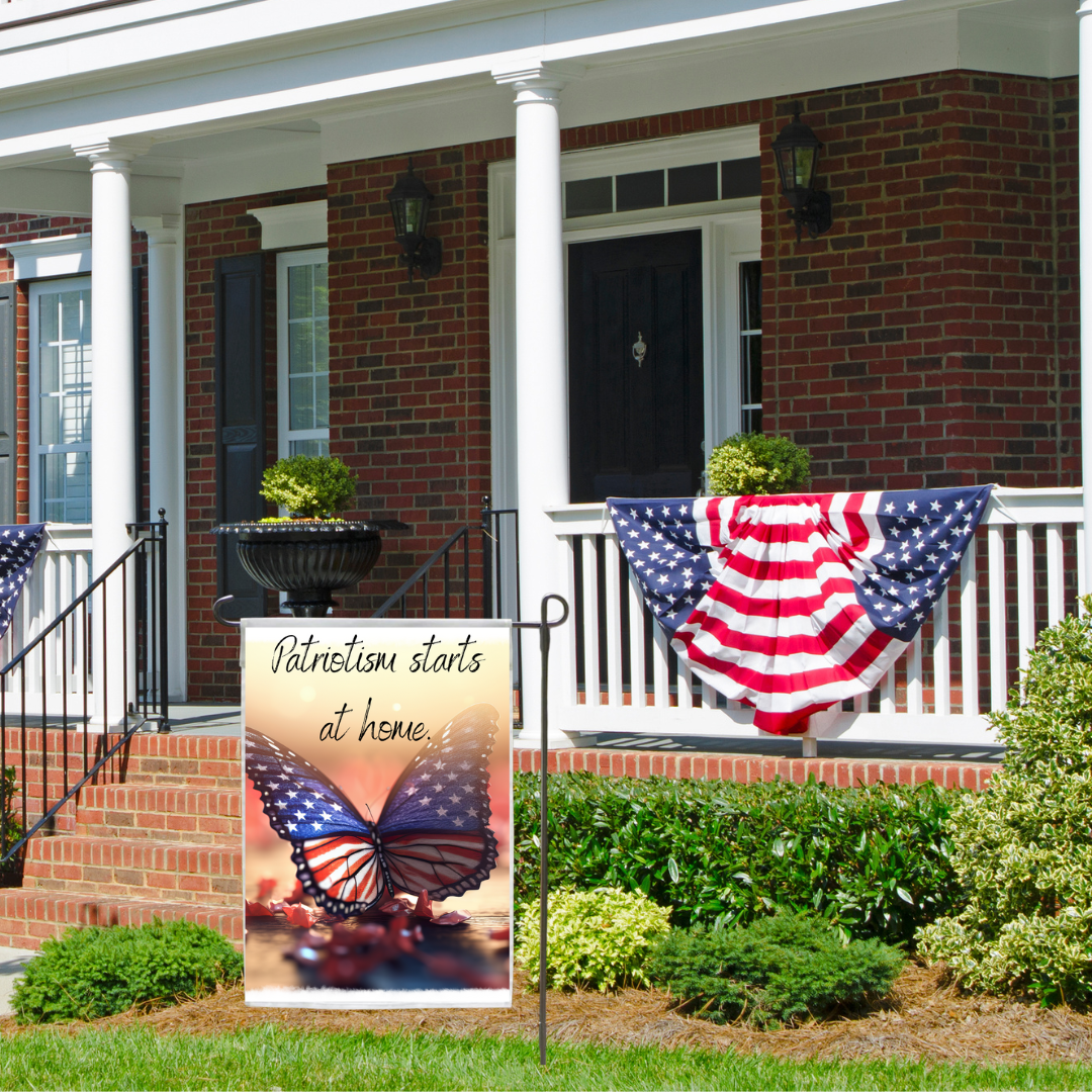 Red White and Blue Patriotic Butterfly Garden Flag