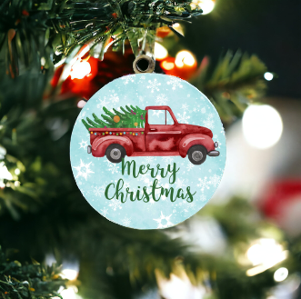 Merry Christmas Truck Ornament