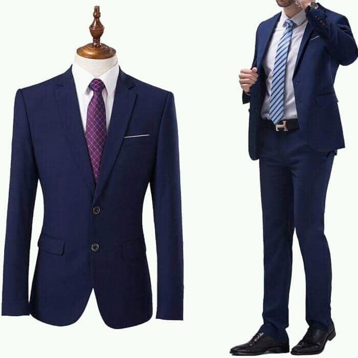Blue 2 piece suit Classic Fashion