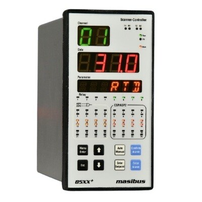 Masibus 85xx+ Temperature scanner with 16 channel input and 8 relay output