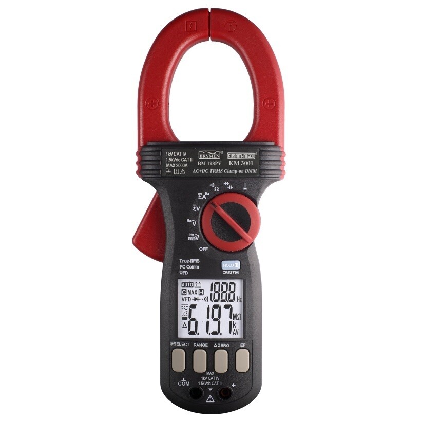Kusam Meco KM3001 2000A AC/DC Digital Clamp Meter with 1500VDC Solar application