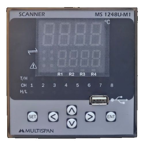 Multispan MS1248U-M1 8 channel temperature scanner with built-in data logger