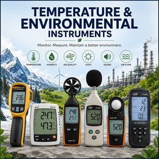 Temperature and environmental instruments including IR thermometer, thermo hygrometer, anemometer and sound level meter