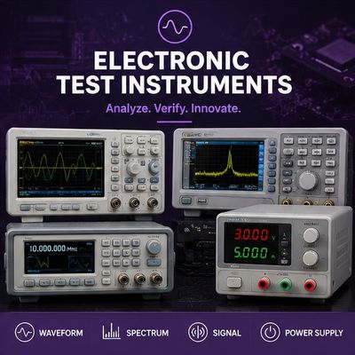 Electronic test instruments including oscilloscope, signal generator, LCR meter and DC power supply