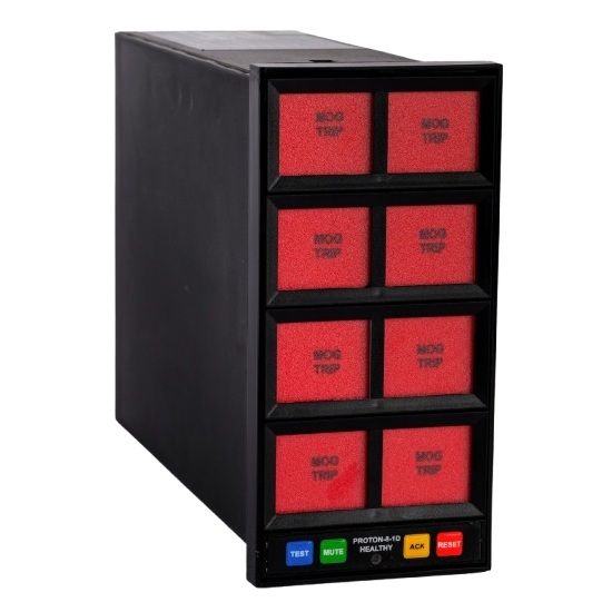 Front view of Proton PRO8-1D 8 window alarm annunciator panel