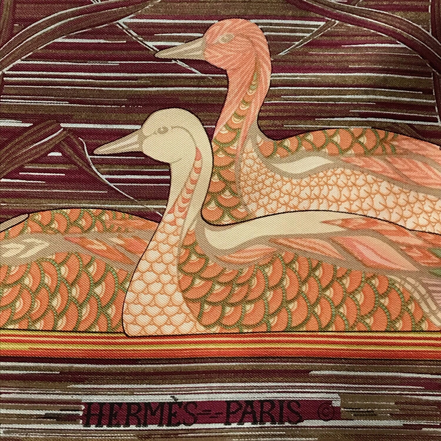 Foulard carré vintage HERMES "La mare aux canards"