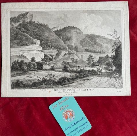Gravure estampe &quot;Vue de Liesberg près de Lauffen&quot; J-F BORGNET / A-N PERIGNON
