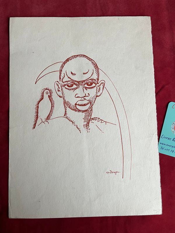 Gravure lithographie l&#39;Africain au perroquet Kees van DONGEN