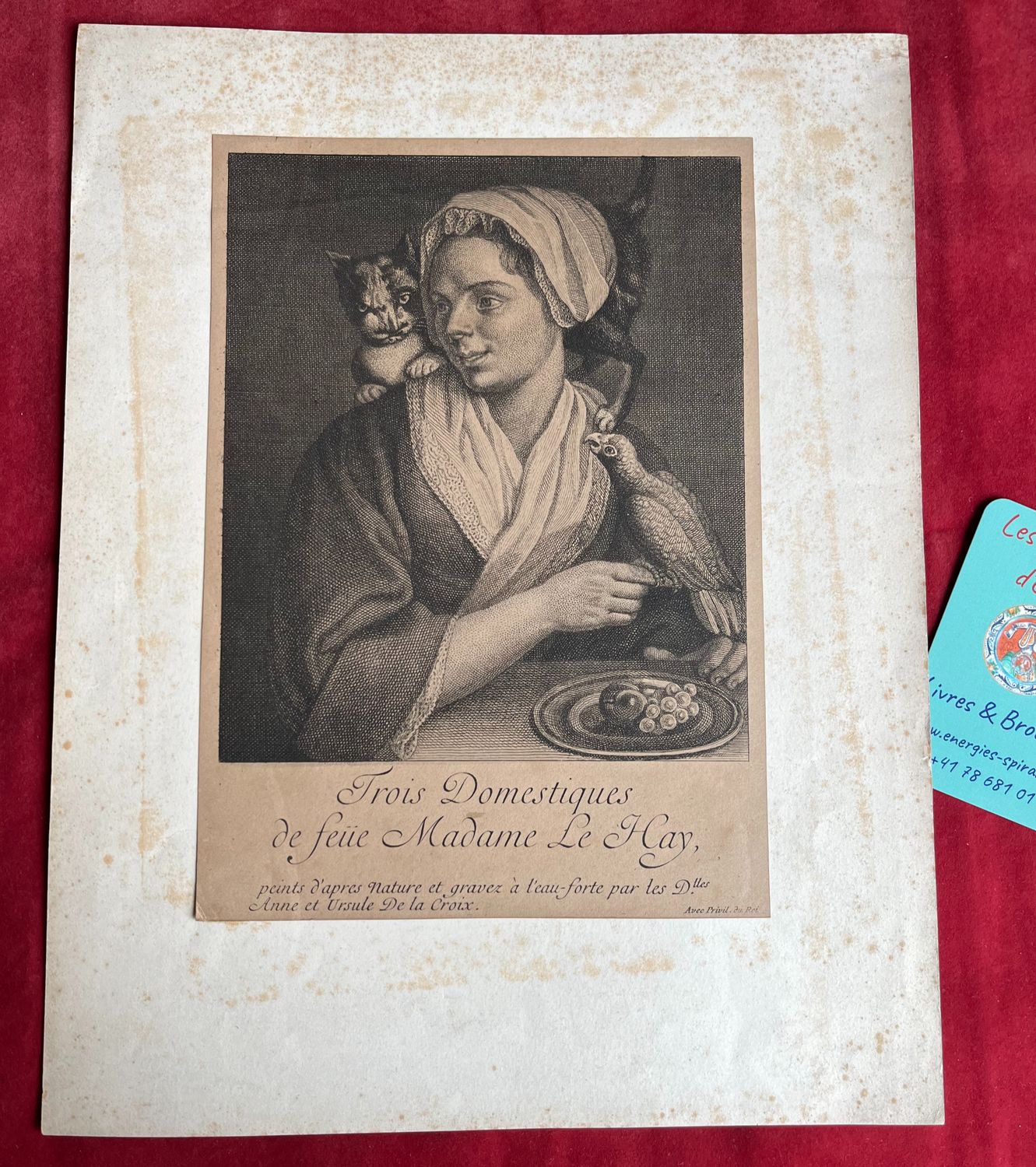 Gravure eau-forte &quot;Trois Domestiques de feüe Madame Le Hay&quot; A. et U. de la CROIX