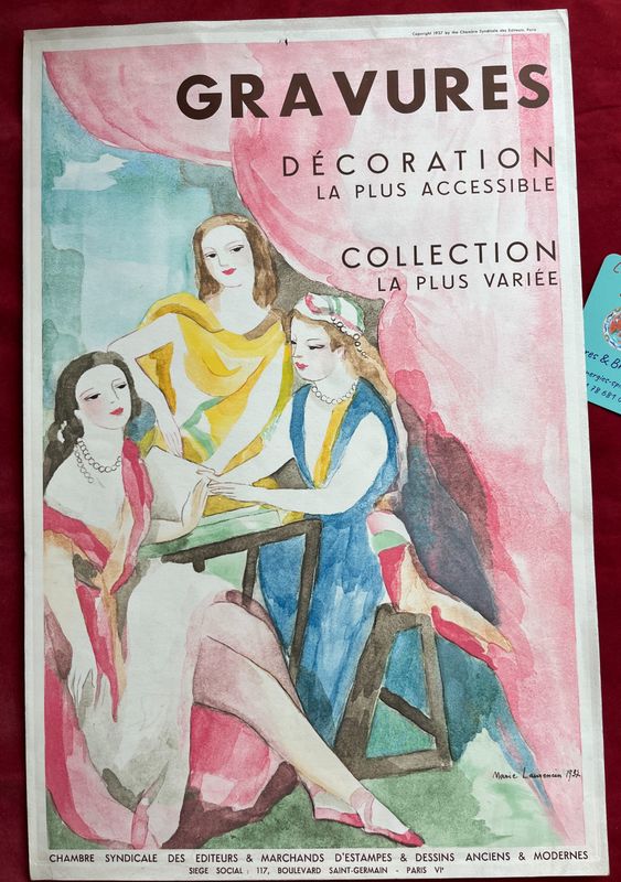 Gravure affiche &quot;Affiche, Gravures - Décoration la plus accessible, Collection la plus variée&quot; Marie LAURENCIN