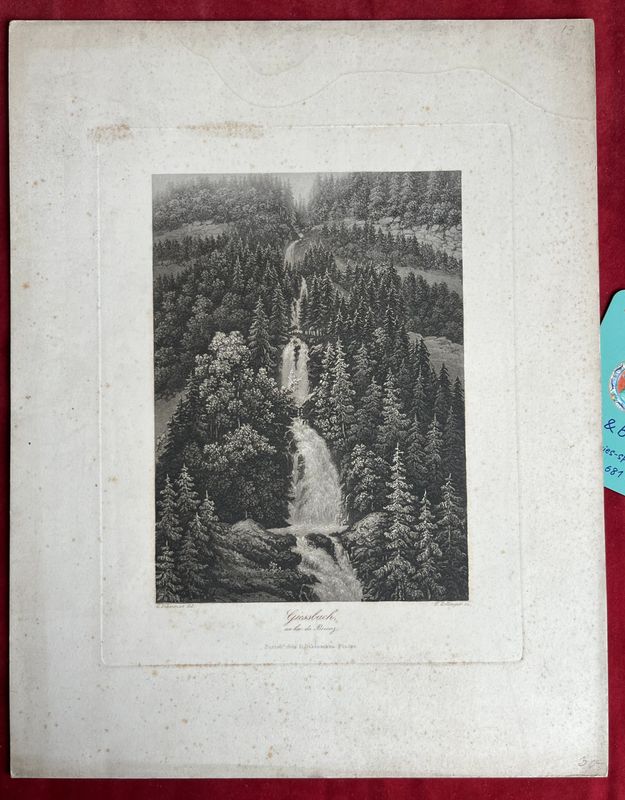Gravure &quot;Griessbach au lac de Brienz&quot; H. ZOLLINGER / R. DINKENMANN