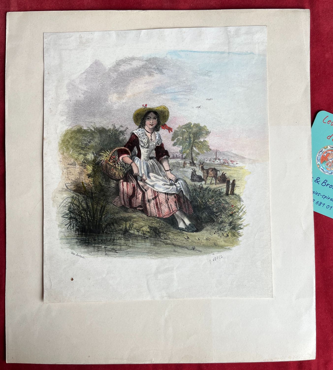 Gravure lithographie Jeune fille assise Alfred JOREL