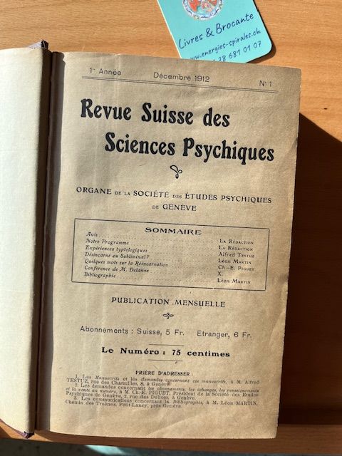 Revue Suisse des Sciences Psychiques - 1ère année (dec 1912 dec 1913)