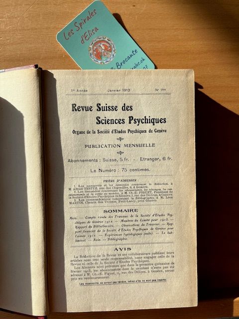 Revue Suisse des Sciences Psychiques, 1ère année (jan-déc 1913)