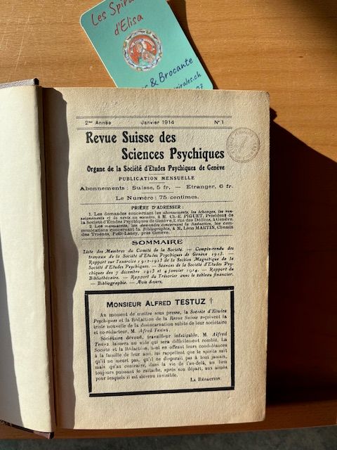 Revue Suisse des Sciences Psychiques, 2ème &amp; 3ème années (1914-15)