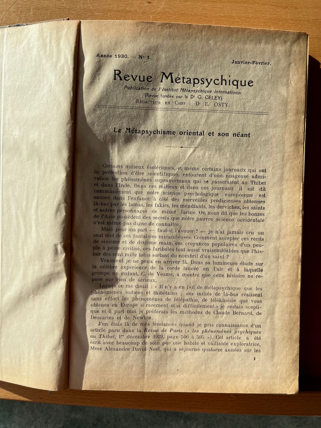 Revue Métapsychique 1930
