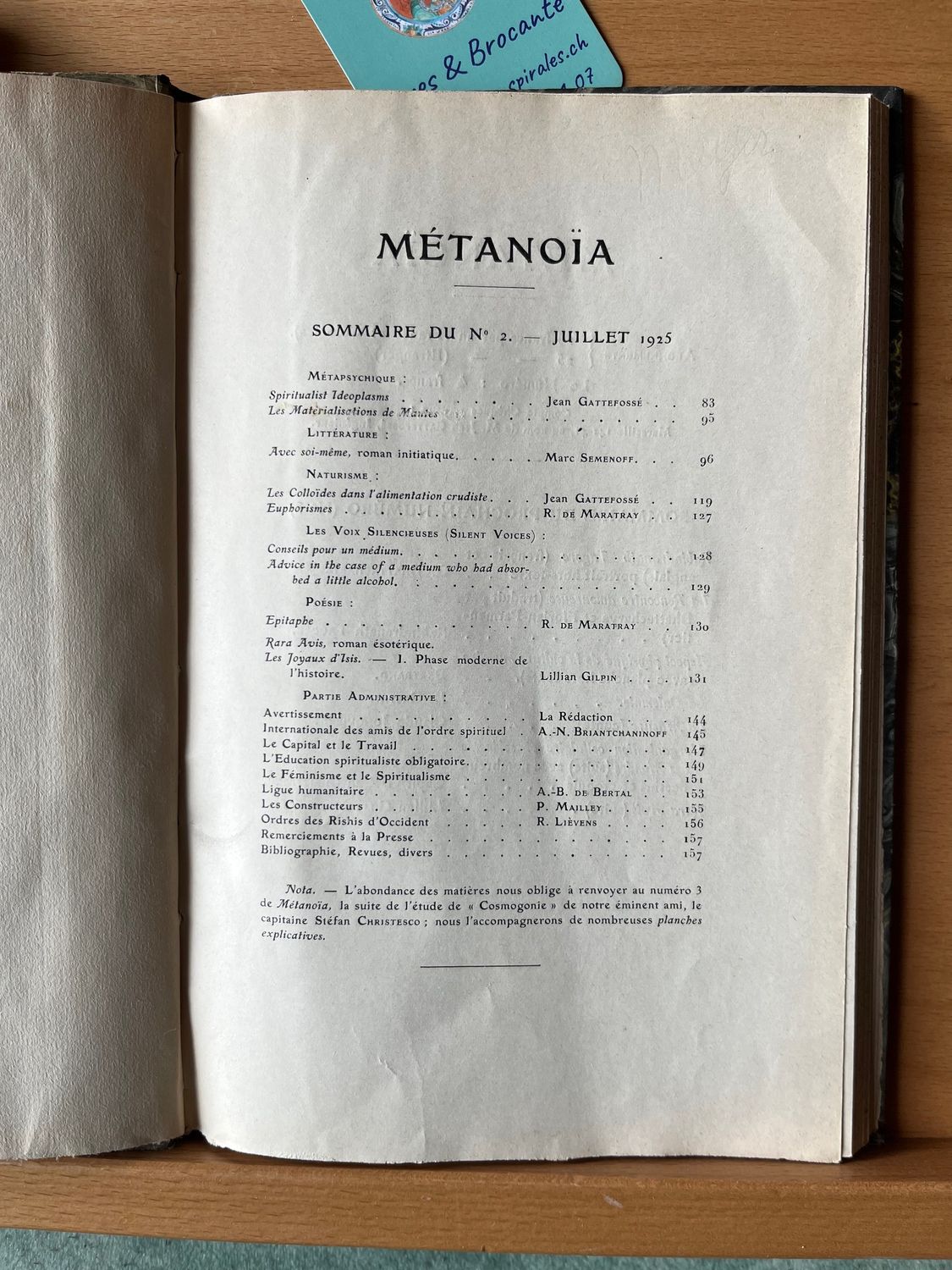 Métanoia (N° 2 juillet 1925)