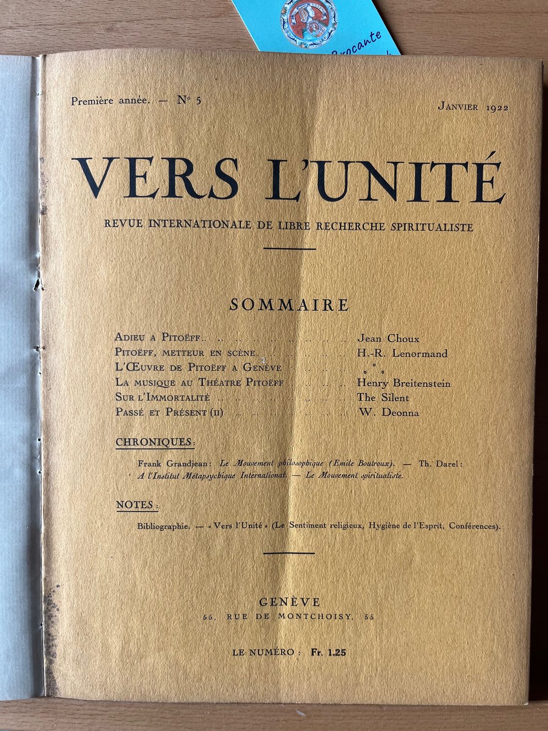 Vers l&#39;Unité 1922