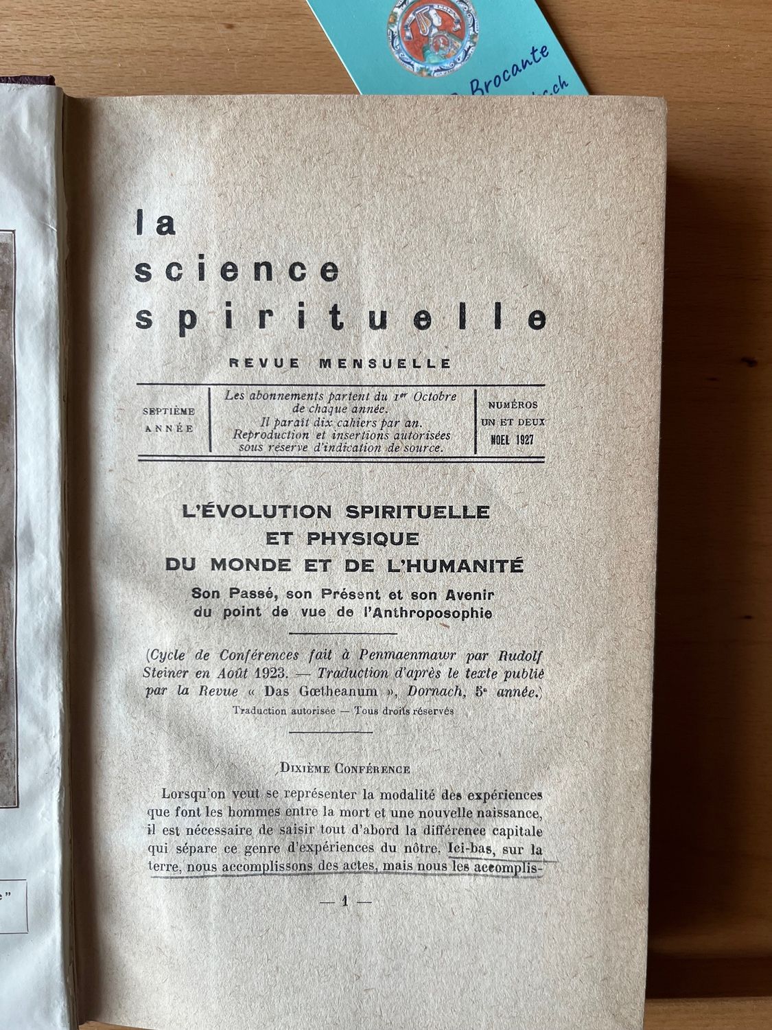La science spirituelle (Anthroposophie 1927-28)