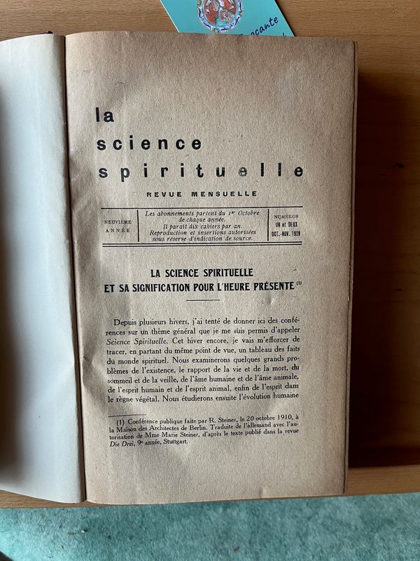 La science spirituelle (Anthroposophie 1929-30)