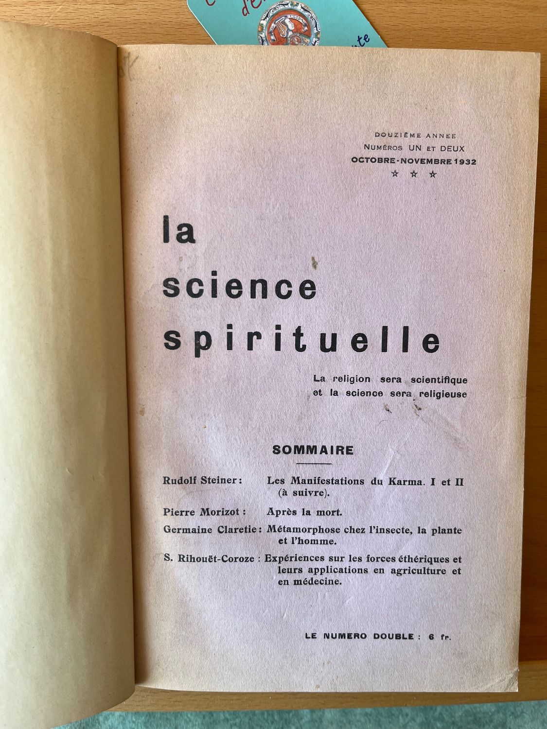 La science spirituelle (Anthroposophie 1932-33)