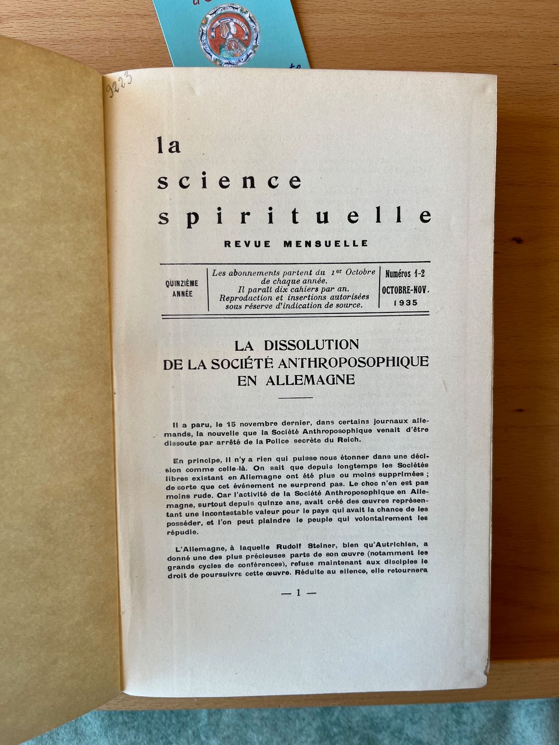La science spirituelle (Anthroposophie 1935-36)