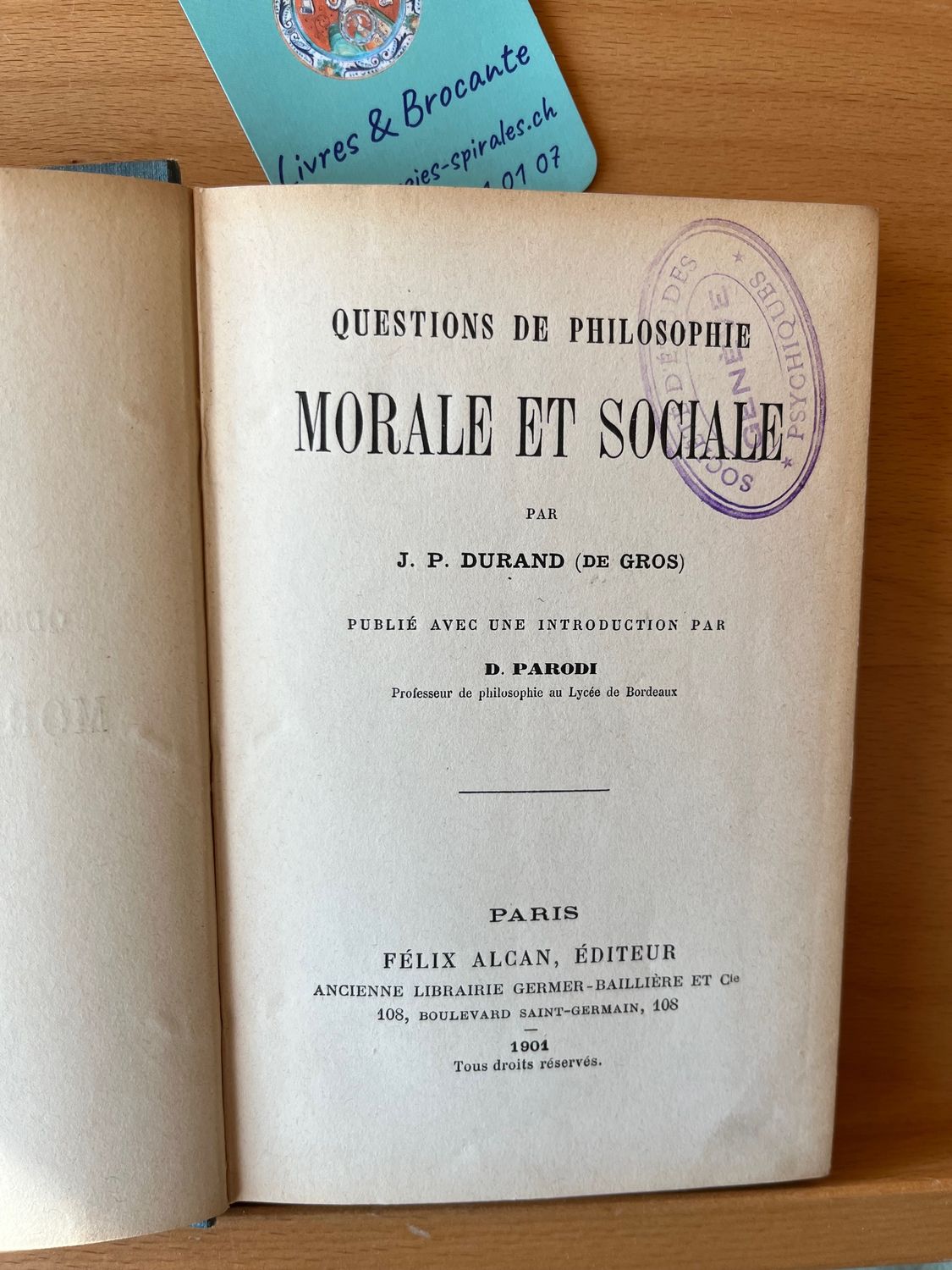 Questions de philosophie morale et sociale