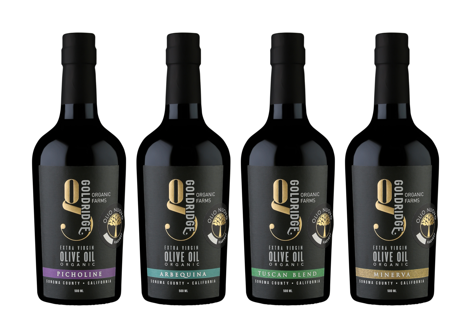 OLIO NUOVO 4 500 ML Bottle Sampler | NEW HARVEST ORGANIC CA Olive Oil