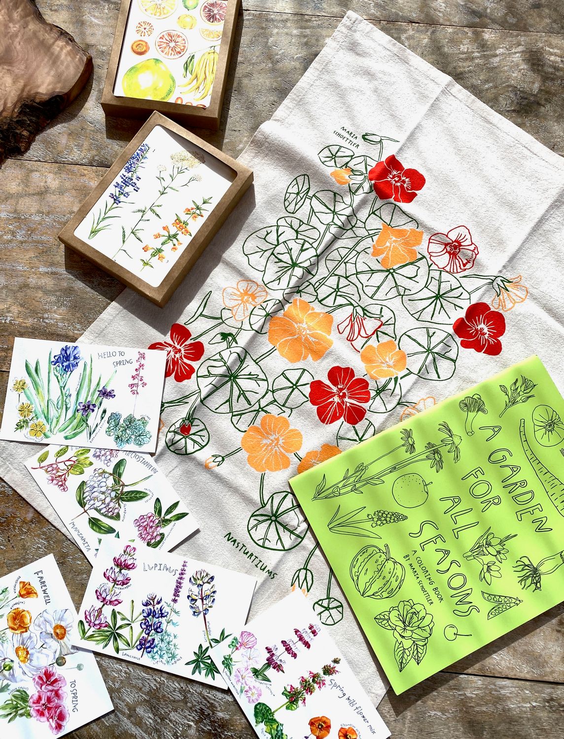 Nasturtium Flour Sack Tea Towel | Maria Schoettler