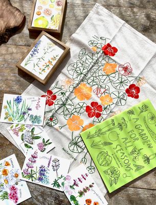 Nasturtium Flour Sack Tea Towel | Maria Schoettler