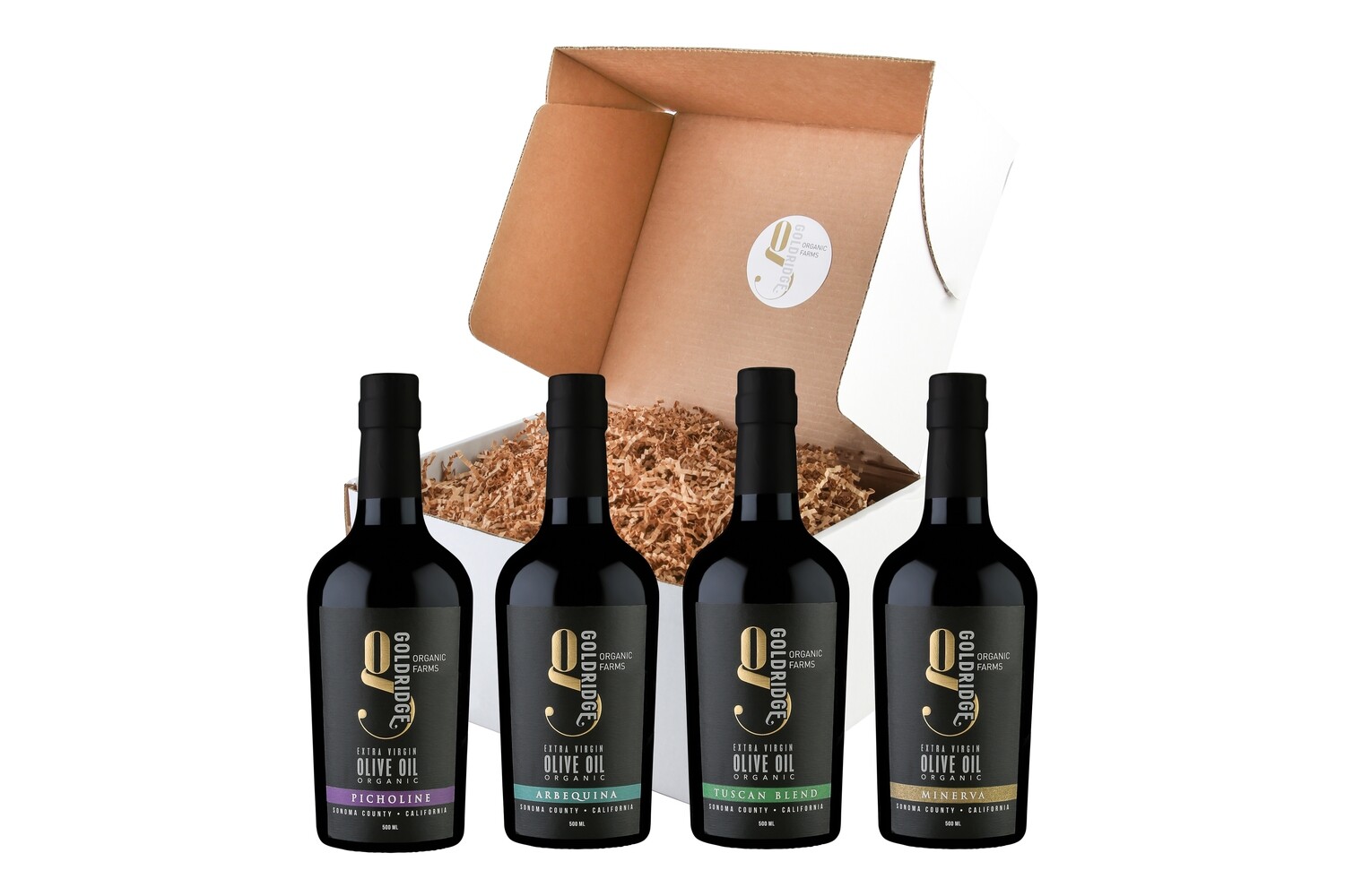 4 - 500 ML Bottle Sampler Olive Oil Pack | ORGANIC CA EVOO | Gold Ridge Organic Farms