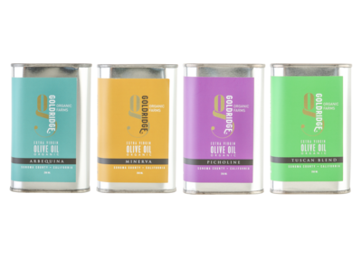 4 - 250 ML Tin Sampler Olive Oil Pack | ORGANIC CA EVOO | Gold Ridge Organic Farms