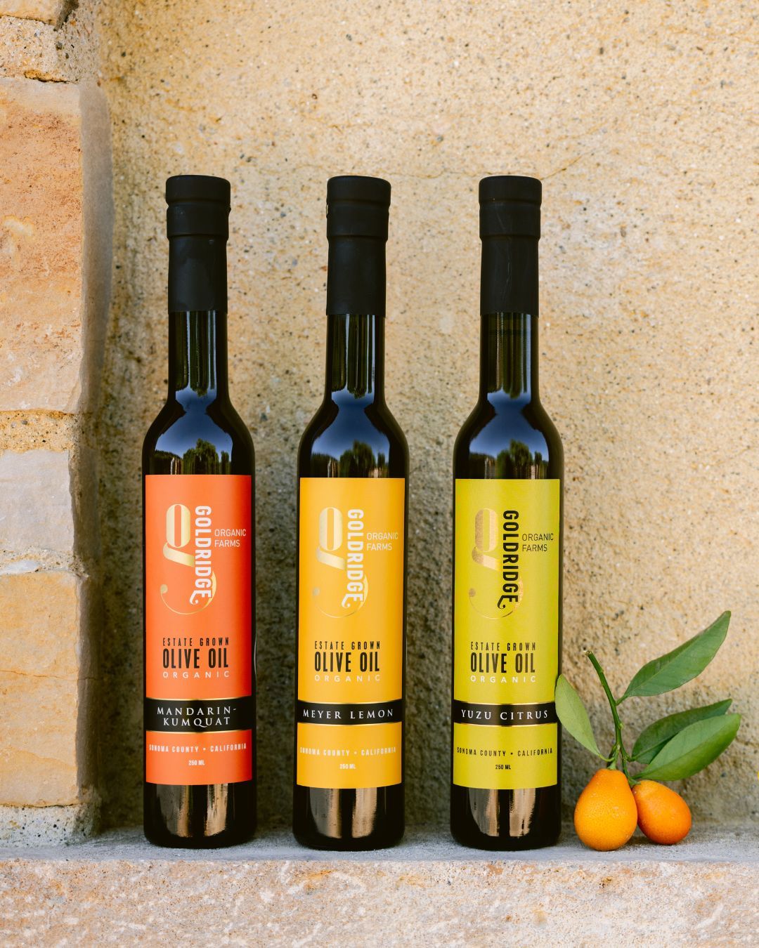 Citrus Oil Trio Gift Set - Yuzu + Mandarin Kumquat + Meyer Lemon, ORGANIC CA Olive Oil | 3 - 250 ml bottles