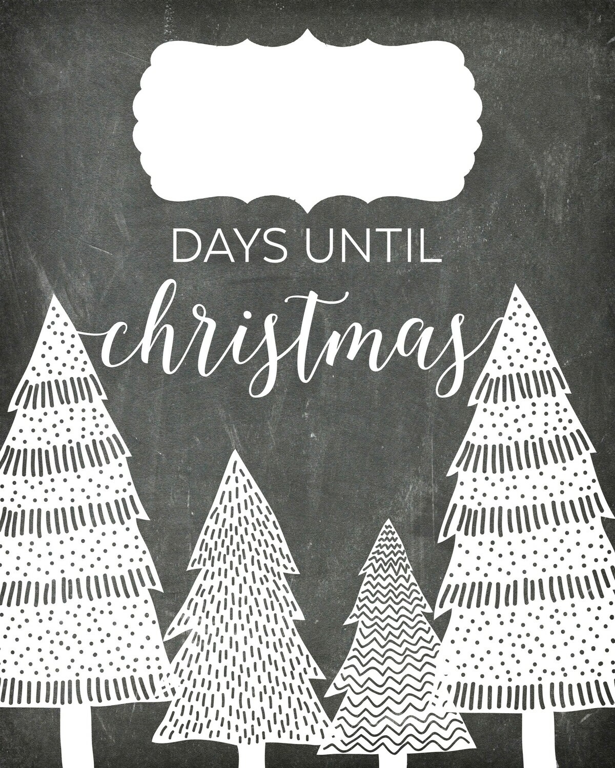 Countdown "Days Until Christmas" Free Chalkboard Printable 24 Days of